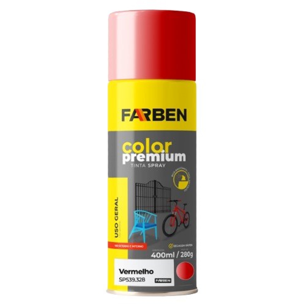 Tinta Spray Uso Geral 400ml Farben - Vermelho Brilhante
